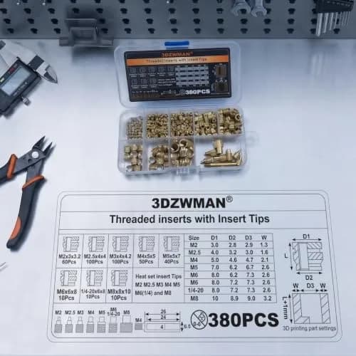3DZWMAN Vertical Heat Set Insert Tool with 380PCS Inserts & Tips M2-M8 | 410mm Insertion Height, Aluminum Structure, 1.8kg thumbnail 5