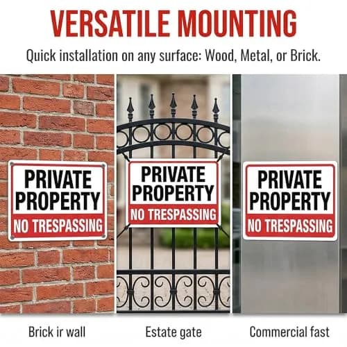 Dxyizus signs No Trespassing Signs Private Property Metal Sign 10 x 7 In Aluminum (2-Pack, 25.4cm x 17.8cm) thumbnail 4