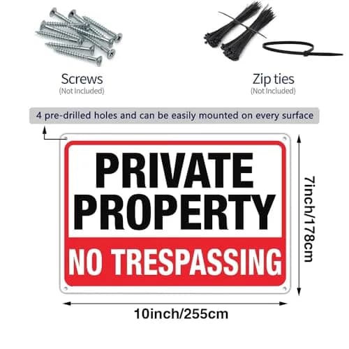 Dxyizus signs No Trespassing Signs Private Property Metal Sign 10 x 7 In Aluminum (2-Pack, 25.4cm x 17.8cm) thumbnail 2