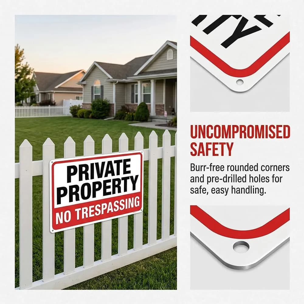 Dxyizus signs No Trespassing Signs Private Property Metal Sign 10 x 7 In Aluminum (2-Pack, 25.4cm x 17.8cm) - view 3