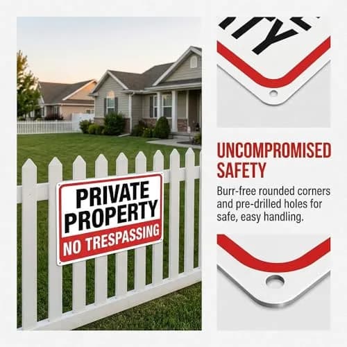 Dxyizus signs No Trespassing Signs Private Property Metal Sign 10 x 7 In Aluminum (2-Pack, 25.4cm x 17.8cm) thumbnail 3