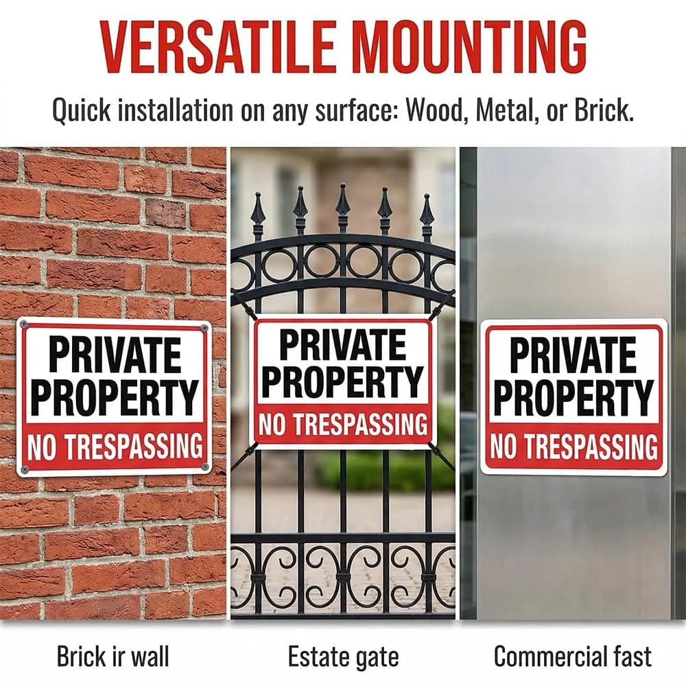 Dxyizus signs No Trespassing Signs Private Property Metal Sign 10 x 7 In Aluminum (2-Pack, 25.4cm x 17.8cm) - view 4