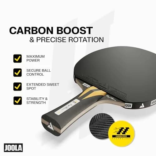 JOOLA Hugo Calderano Infinity Carbon Table Tennis Racket – Ergonomic Flared Grip - ITTF Approved Rubbers - Competition Paddle for Power Players - 185g thumbnail 2