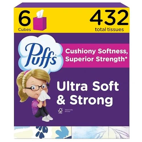 Puffs Ultra Soft Facial Tissues Mega Cube 72 Count (Pack of 6) | Dermatologist Tested for Sensitive Skin thumbnail 1