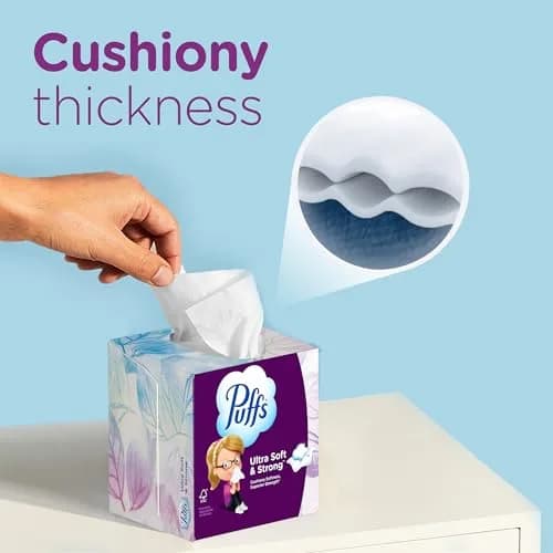 Puffs Ultra Soft Facial Tissues Mega Cube 72 Count (Pack of 6) | Dermatologist Tested for Sensitive Skin thumbnail 7