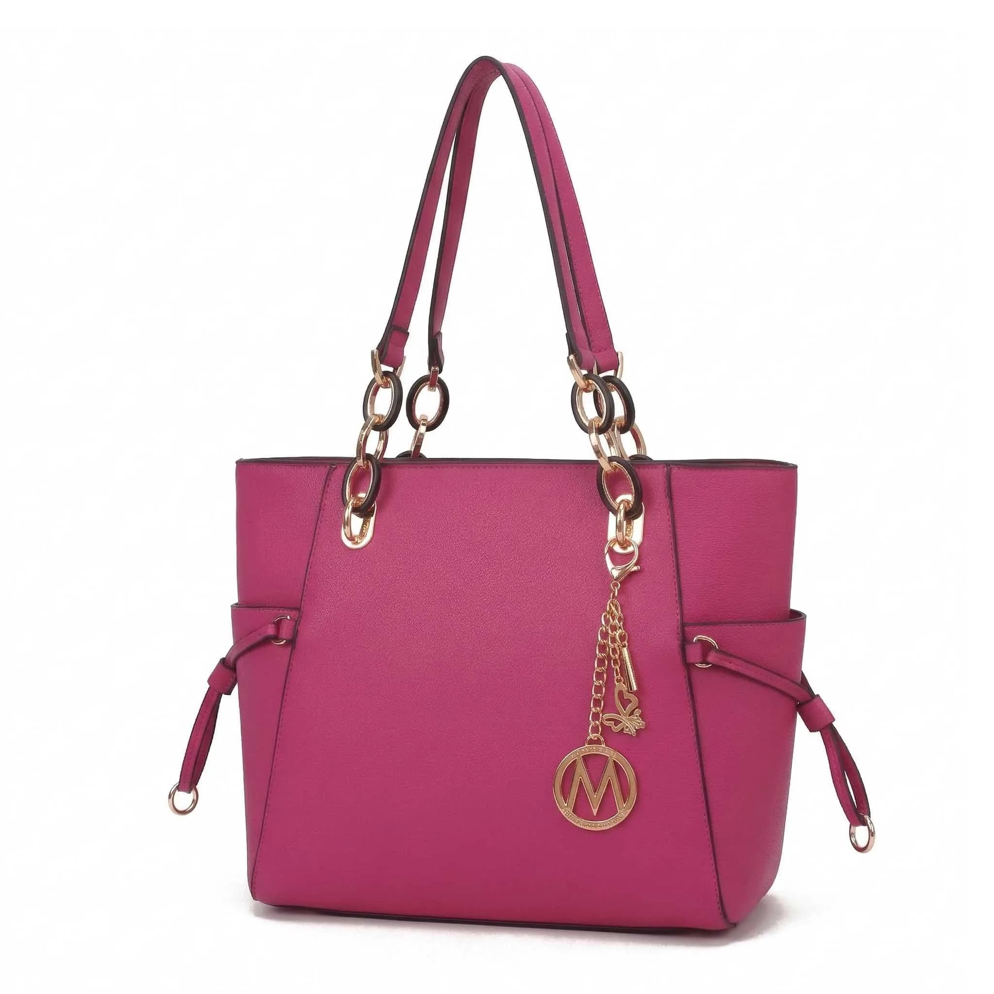 MKF Collection Yale Tote Bag Vegan Leather Handbag 38cm (15in) x 28cm (11in) x 10cm (4in) | Chic Everyday Carry — Yale Fuchsia