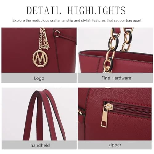 MKF Collection Yale Tote Bag Vegan Leather Handbag 38cm (15in) x 28cm (11in) x 10cm (4in) | Chic Everyday Carry thumbnail 7