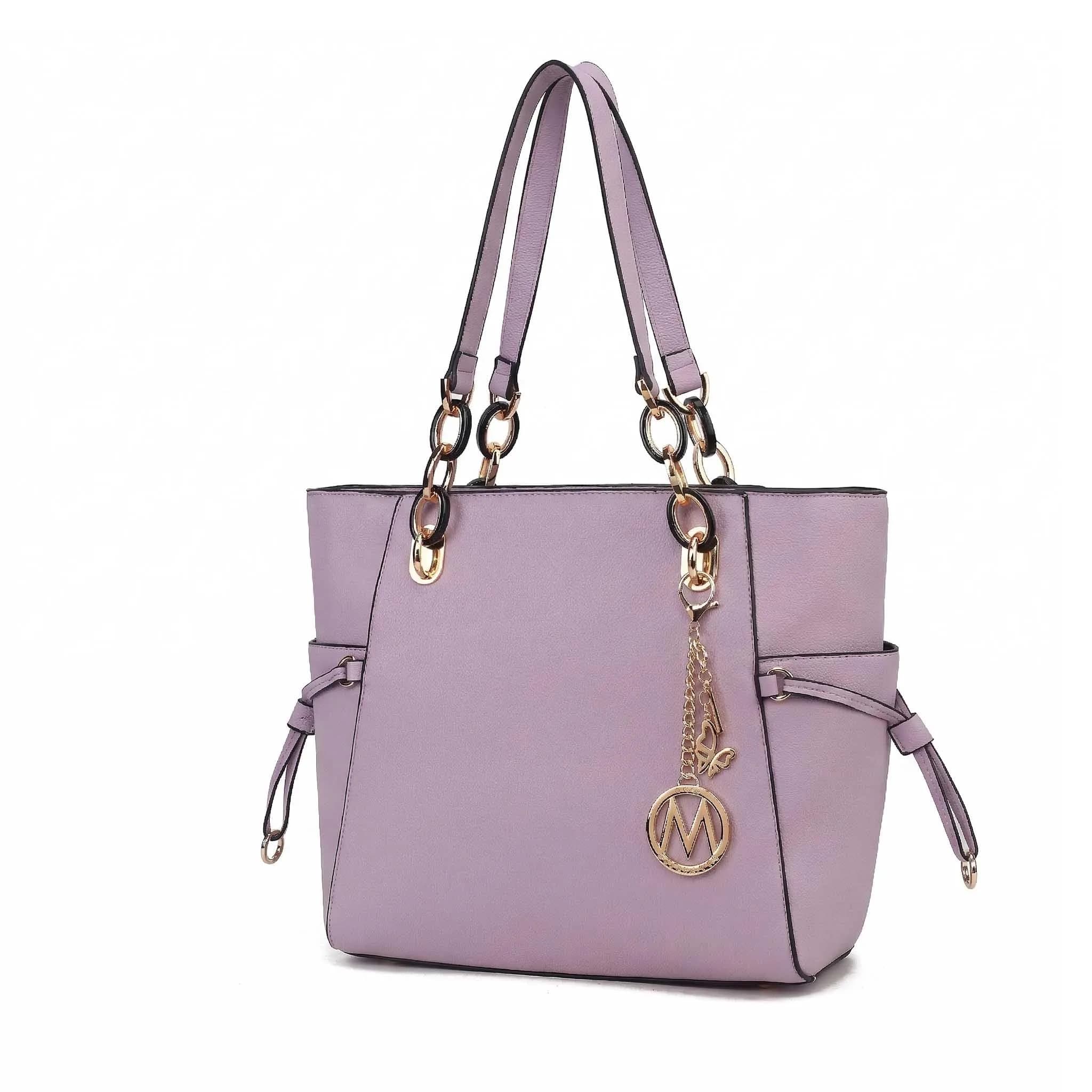 MKF Collection Yale Solid Tote Bag 36cm (15in) x 28cm (11in) x 10cm (4in) | Premium Vegan Leather Handbag Purse — Yale Lilac