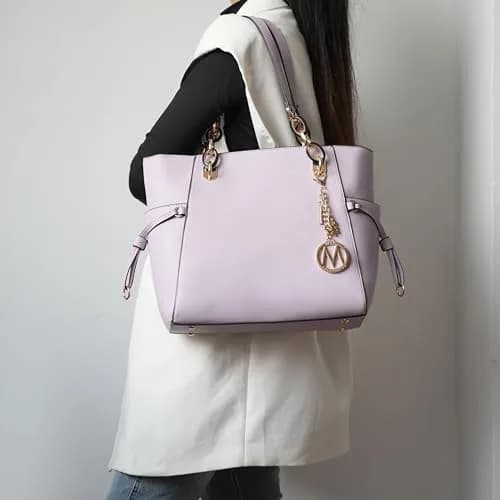 MKF Collection Yale Solid Tote Bag 36cm (15in) x 28cm (11in) x 10cm (4in) | Premium Vegan Leather Handbag Purse thumbnail 2