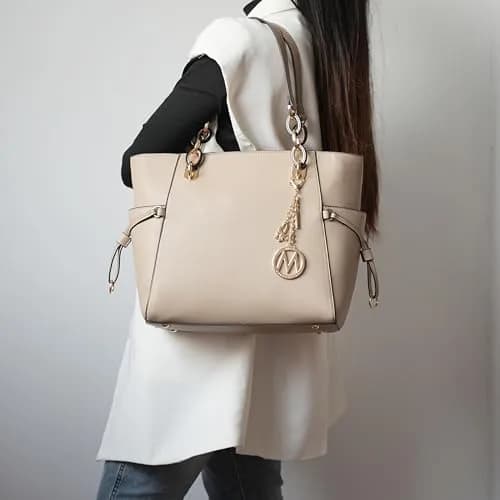 MKF Collection Yale Solid Tote Bag 36cm (15in) x 28cm (11in) x 10cm (4in) | Premium Vegan Leather Handbag Purse thumbnail 3