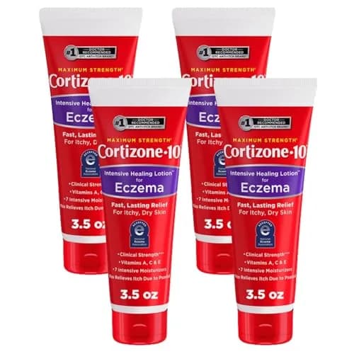Cortizone 10 Maximum Strength Intensive Healing Lotion for Eczema 1% Hydrocortisone 14 oz (4 x 3.5 oz) | Fast-Acting Anti-Itch Cream for Minor Skin Irritations thumbnail 1