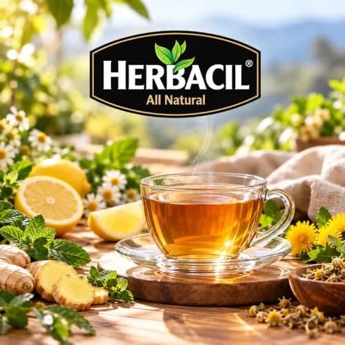 Herbacil Ginger Lemon Tea - Caffeine Free, Natural - 6 Pack, 25 Tea Bags thumbnail 4
