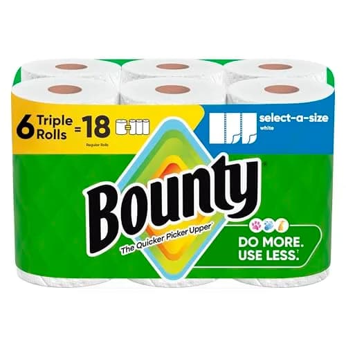Bounty Select-A-Size Paper Towels, White, 6 Triple Rolls (738 Sheets Total) | The Quicker Picker Upper thumbnail 1