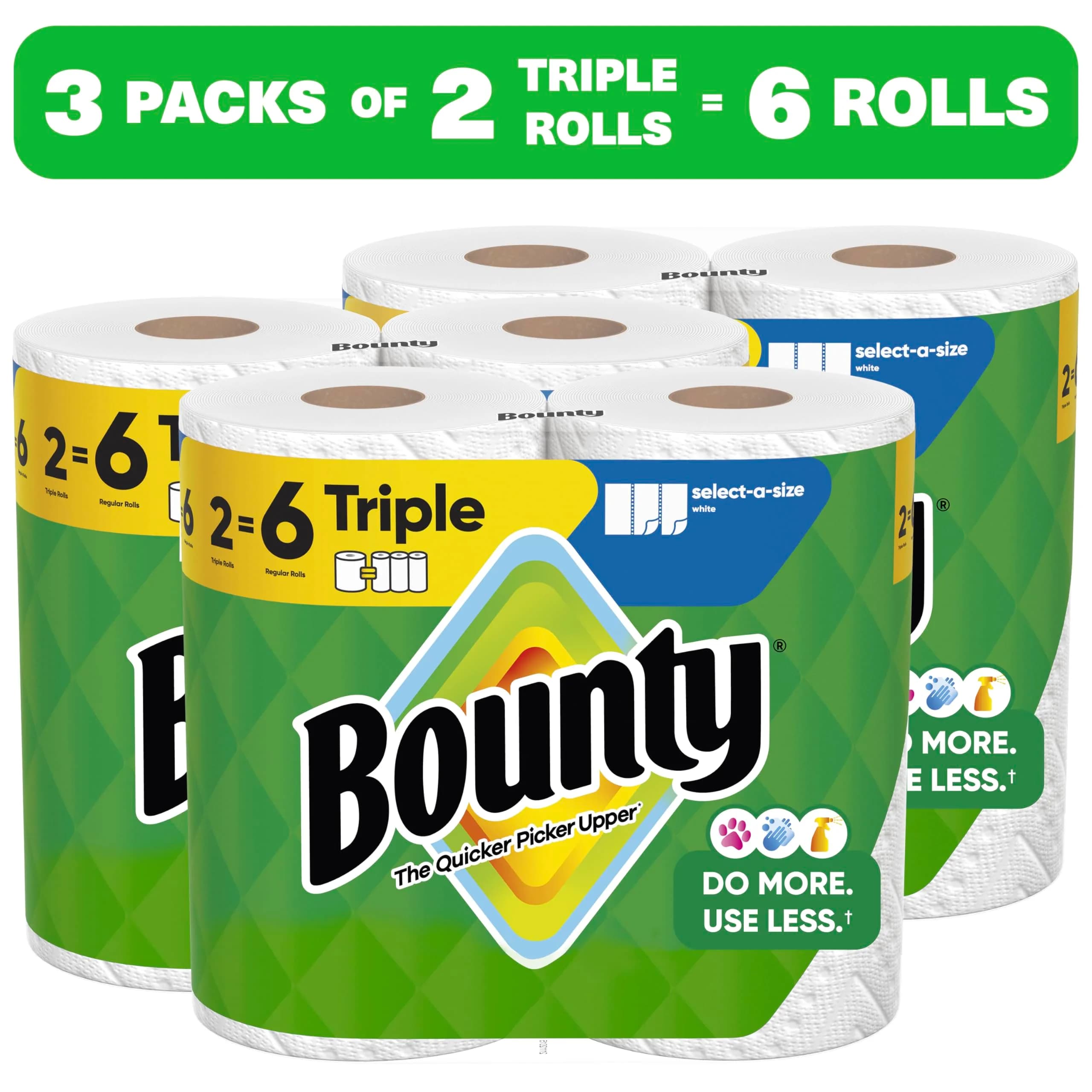 Bounty Select-A-Size Paper Towels, White, 6 Triple Rolls (738 Sheets Total) | The Quicker Picker Upper - view 2