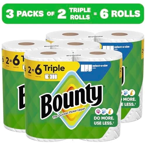 Bounty Select-A-Size Paper Towels, White, 6 Triple Rolls (738 Sheets Total) | The Quicker Picker Upper thumbnail 2