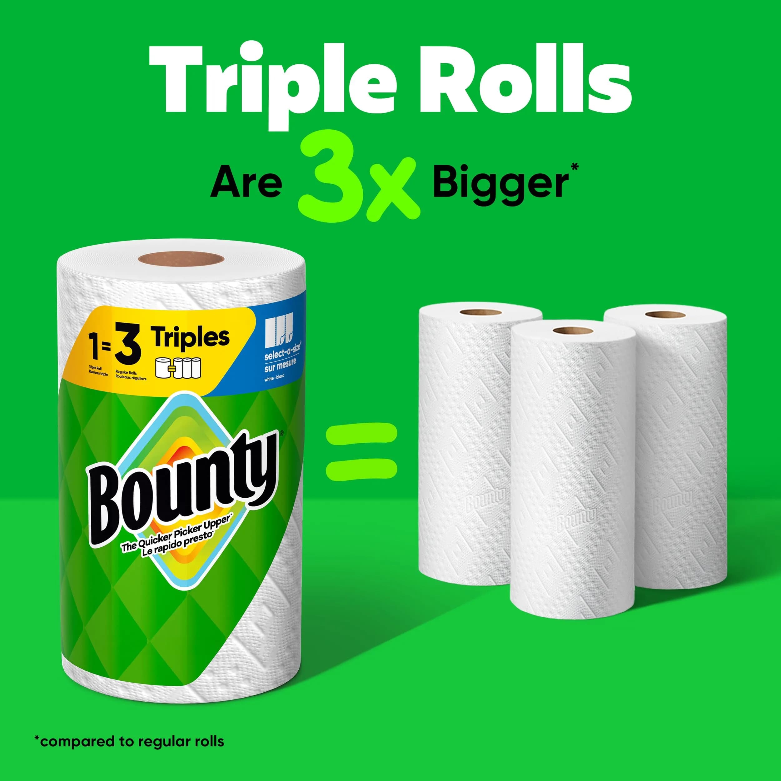Bounty Select-A-Size Paper Towels, White, 6 Triple Rolls (738 Sheets Total) | The Quicker Picker Upper - view 3