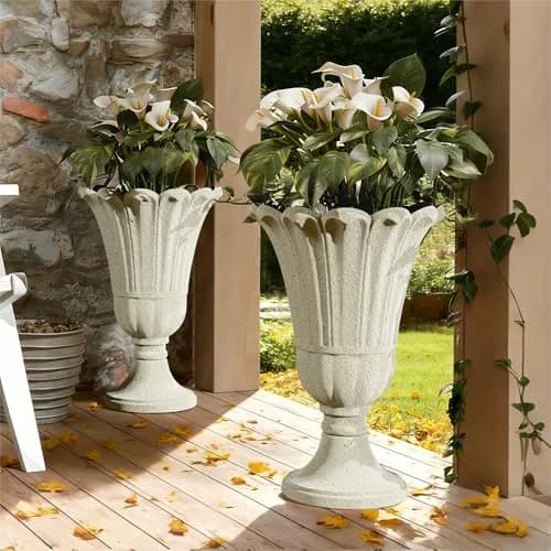 Diyfire 24" Tall Urn Planters for Outdoor Plants | Vintage Pedestal Design with Drainage thumbnail 1