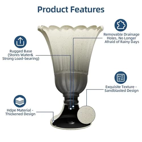 Diyfire 24" Tall Urn Planters for Outdoor Plants | Vintage Pedestal Design with Drainage thumbnail 4