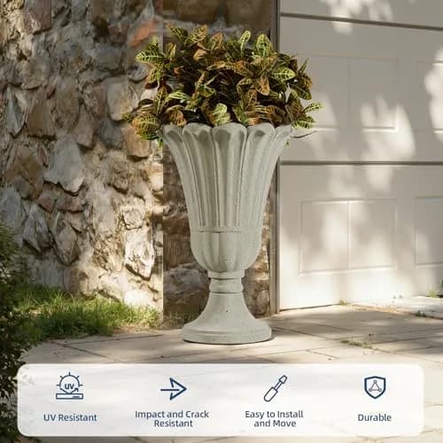 Diyfire 24" Tall Urn Planters for Outdoor Plants | Vintage Pedestal Design with Drainage thumbnail 5