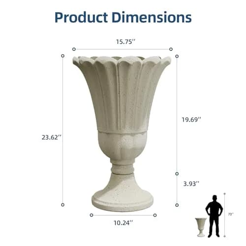 Diyfire 24" Tall Urn Planters for Outdoor Plants | Vintage Pedestal Design with Drainage thumbnail 2