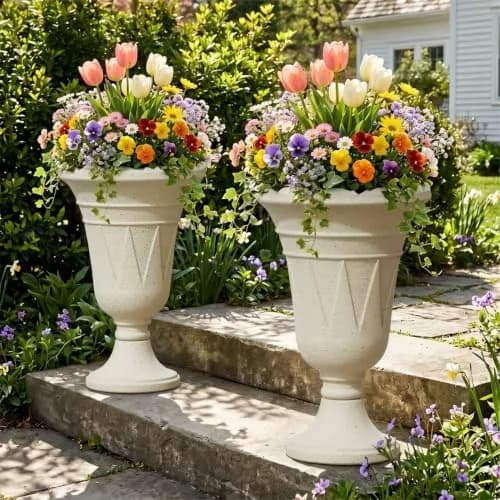 Diyfire 24" Tall Urn Planters for Outdoor Plants | Durable HDPE, Classic Trophy Design, Weather-Resistant thumbnail 1