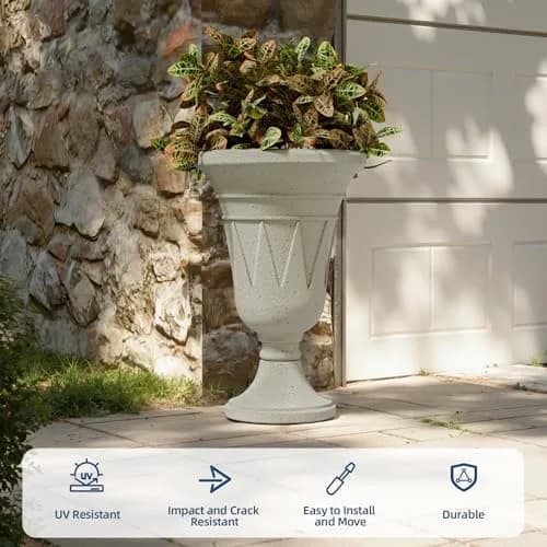 Diyfire 24" Tall Urn Planters for Outdoor Plants | Durable HDPE, Classic Trophy Design, Weather-Resistant thumbnail 5