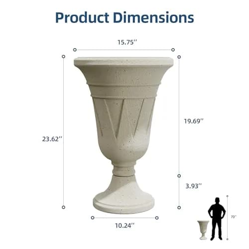 Diyfire 24" Tall Urn Planters for Outdoor Plants | Durable HDPE, Classic Trophy Design, Weather-Resistant thumbnail 2
