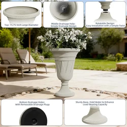 Diyfire 24" Tall Urn Planters for Outdoor Plants | Durable HDPE, Classic Trophy Design, Weather-Resistant thumbnail 3