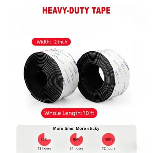SANKA Heavy Duty Hook and Loop Tape Roll, Black, 2 in x 10 FT | Self-Adhesive Fastener with Industrial Strength thumbnail 2