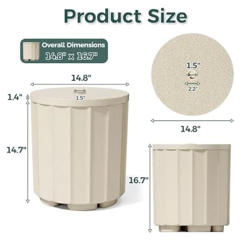 Diyfire Outdoor Umbrella Side Table 14.8" x 14.8" x 16.7" | Leak-Proof Water Bladder thumbnail 2