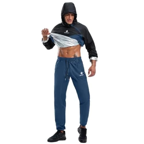 HOTSUIT Men's Sauna Suit Jacket & Pants Bluegray 4XL | Accelerates Sweat for Weight Loss & Body Shaping thumbnail 7