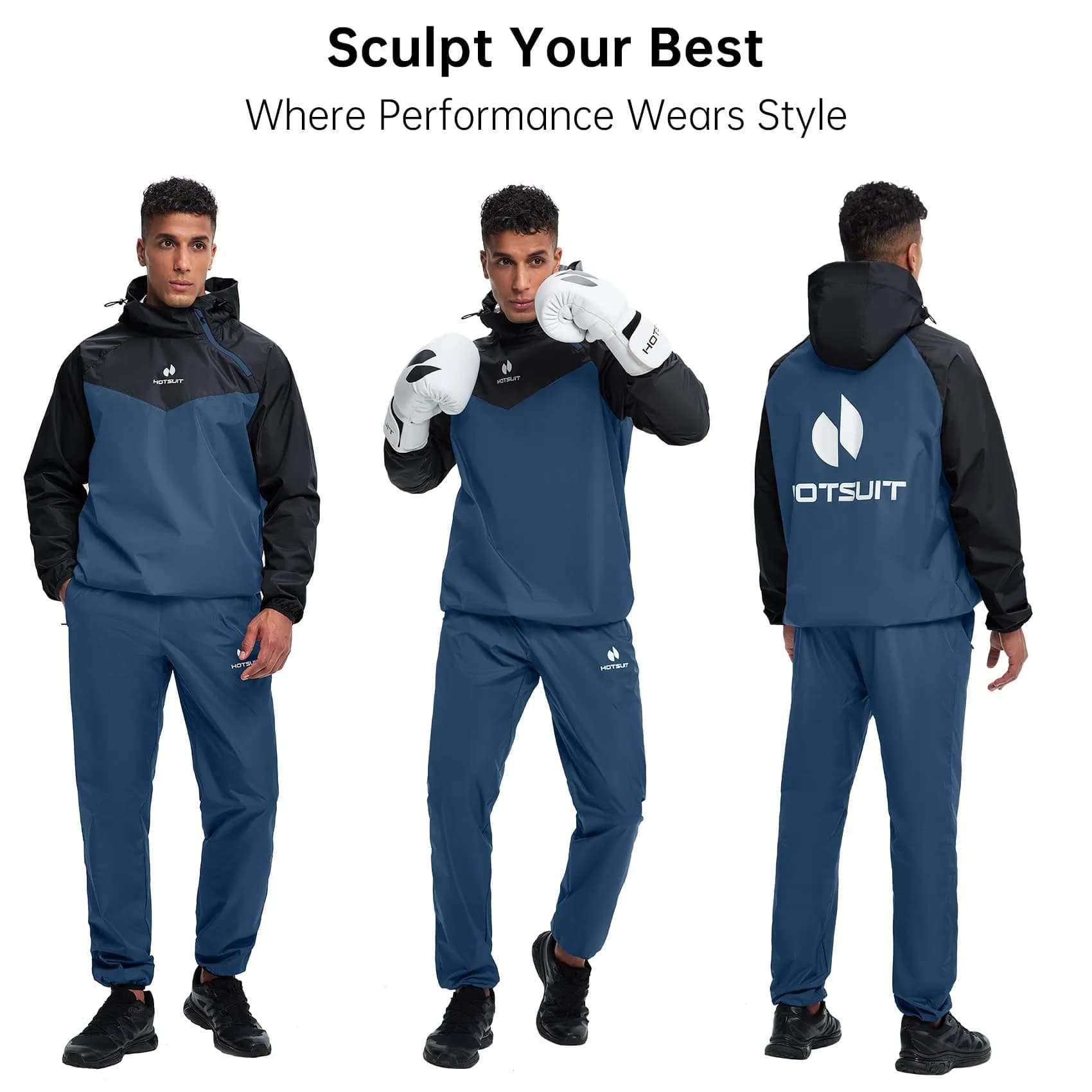 HOTSUIT Men's A. Blue-gray Sauna Suit - XX-Large Jacket & Pants for Weight Loss & Gym Workout - view 2
