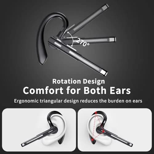 Hsility YYK520-2 Bluetooth Headset with Mic | 100 Hrs Battery, 270° Rotatable Earpiece thumbnail 4