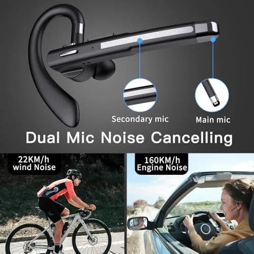 Hsility YYK520-2 Bluetooth Headset with Mic | 100 Hrs Battery, 270° Rotatable Earpiece thumbnail 5