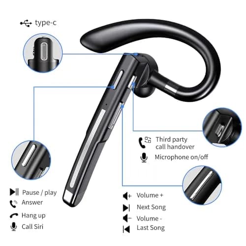 Hsility YYK520-2 Bluetooth Headset with Mic | 100 Hrs Battery, 270° Rotatable Earpiece thumbnail 3