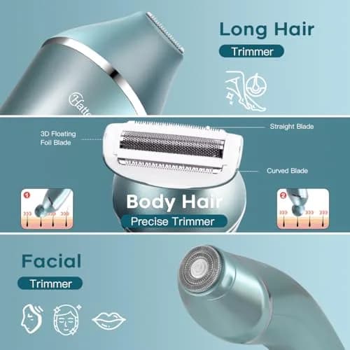Hatteker 3-in-1 Women's Electric Shaver & Epilator Kit, IPX7 Waterproof, Cordless USB Rechargeable thumbnail 4