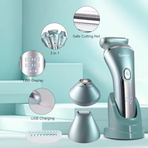 Hatteker 3-in-1 Women's Electric Shaver & Epilator Kit, IPX7 Waterproof, Cordless USB Rechargeable thumbnail 7