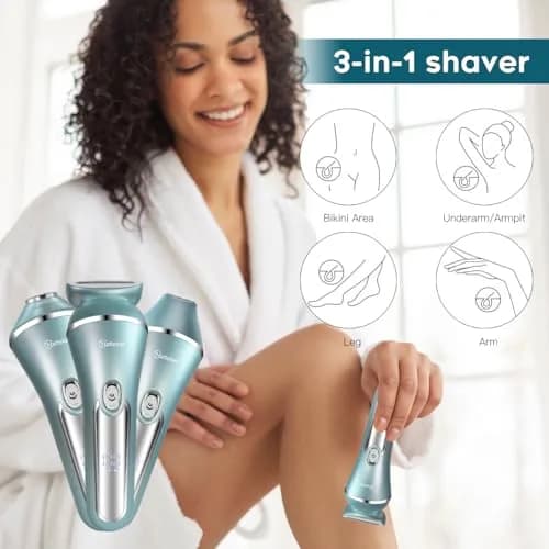 Hatteker 3-in-1 Women's Electric Shaver & Epilator Kit, IPX7 Waterproof, Cordless USB Rechargeable thumbnail 2