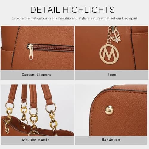 MKF Collection Merlina Tote Bag Royal Blue Vegan Leather | Stylish Handbag for Women with Acrylic Chain Accent thumbnail 7
