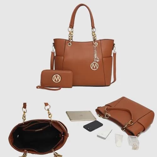 MKF Collection Merlina Tote Bag Burgundy Vegan Leather | 34cm (13.5") W x 28cm (11") H x 13cm (5") D thumbnail 6