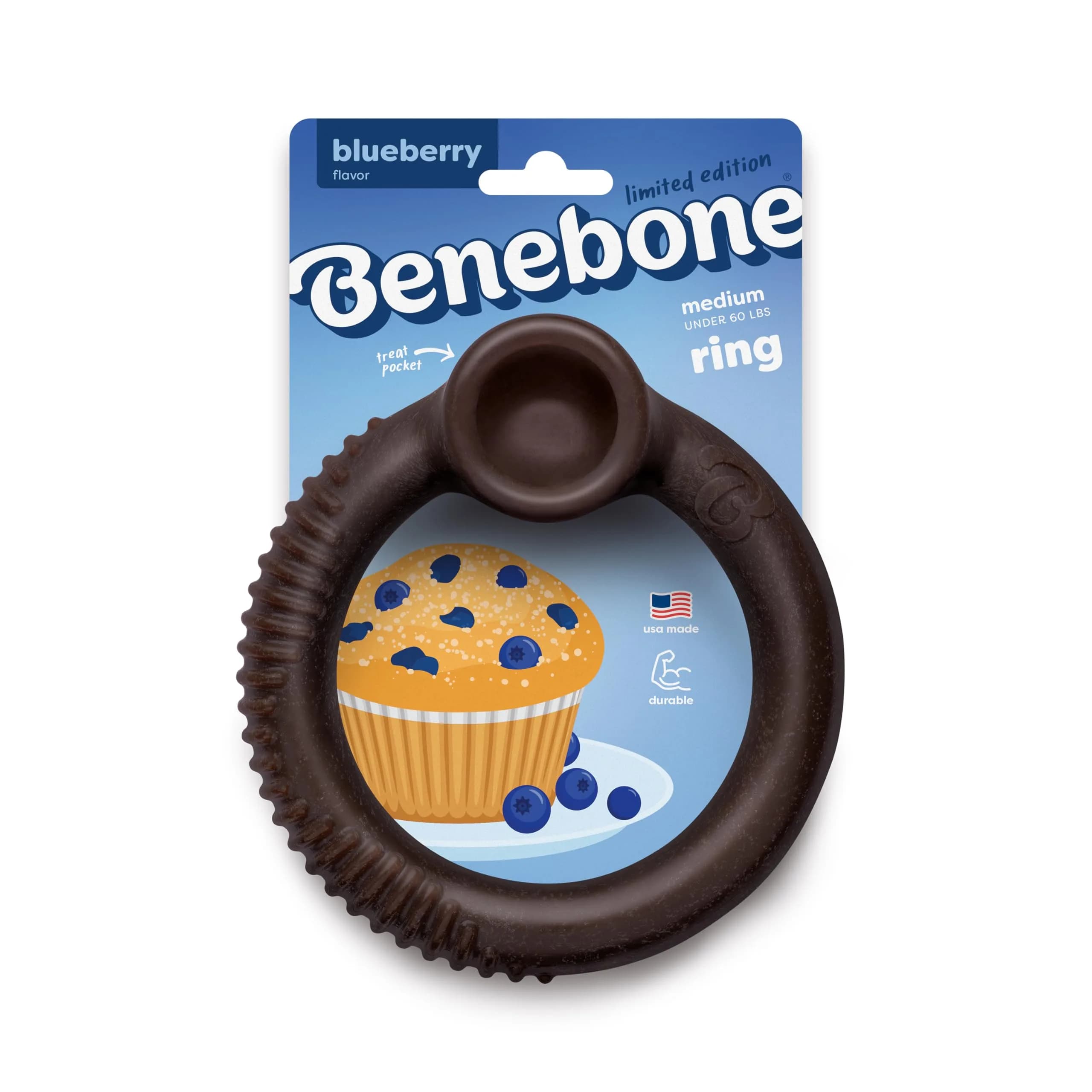 Benebone REAL Blueberry Ring Dog Chew Toy for Aggressive Chewers, Medium - main product image