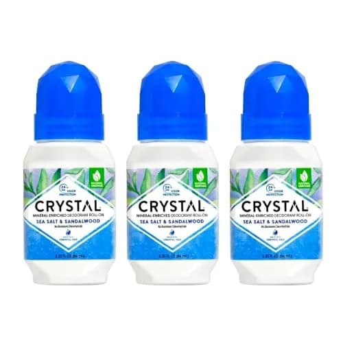 Crystal Essence Mineral Deodorant Roll-On Sea Salt & Sandalwood 2.25 Fl Oz Pack of 3 | 24-Hour Odor Control, Aluminum & Paraben Free thumbnail 1
