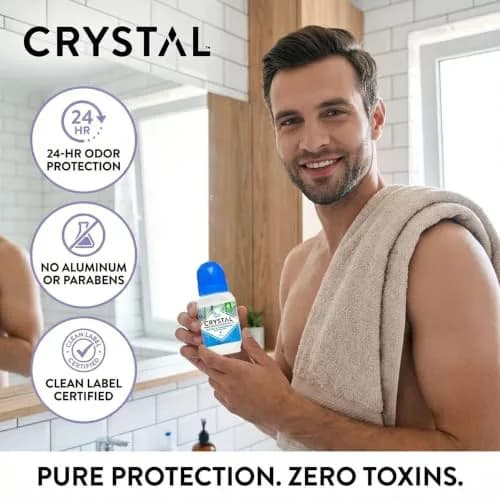 Crystal Essence Mineral Deodorant Roll-On Sea Salt & Sandalwood 2.25 Fl Oz Pack of 3 | 24-Hour Odor Control, Aluminum & Paraben Free thumbnail 4