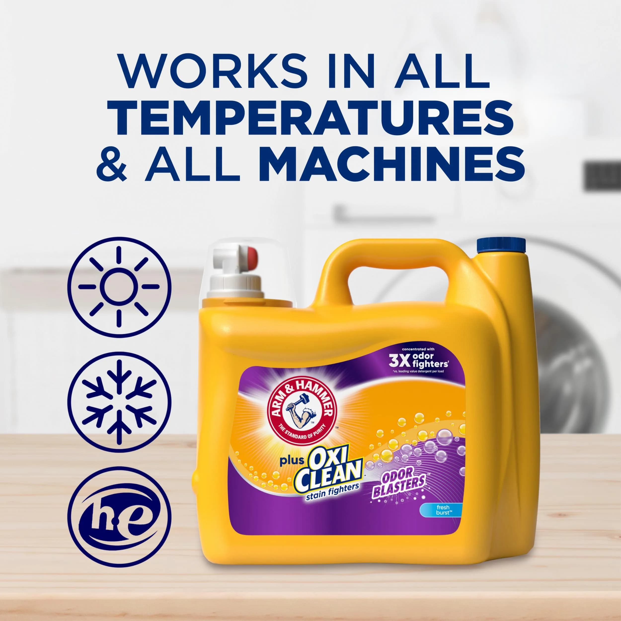ARM & HAMMER Plus OxiClean Odor Blasters Liquid Laundry Detergent Fresh Burst 5.92 L (200.2 Fl Oz) | Attacks 101+ Stains & Odors - view 9