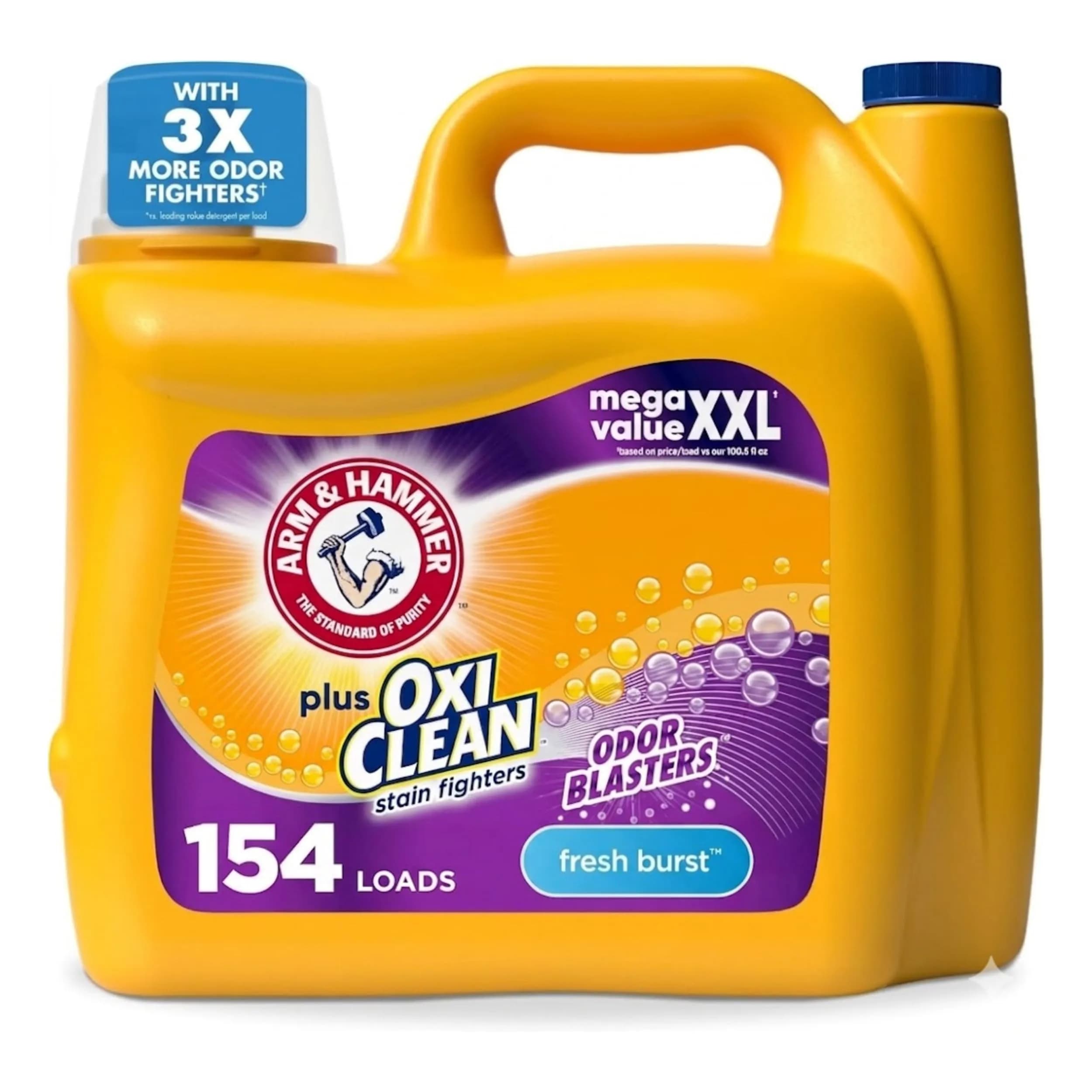 ARM & HAMMER Plus OxiClean with Odor Blasters Liquid Laundry Detergent Fresh Burst 158.6 fl oz (4.7 L) | Concentrated Formula for Tough Odors & Stains — Fresh Burst / 200 Fl Oz