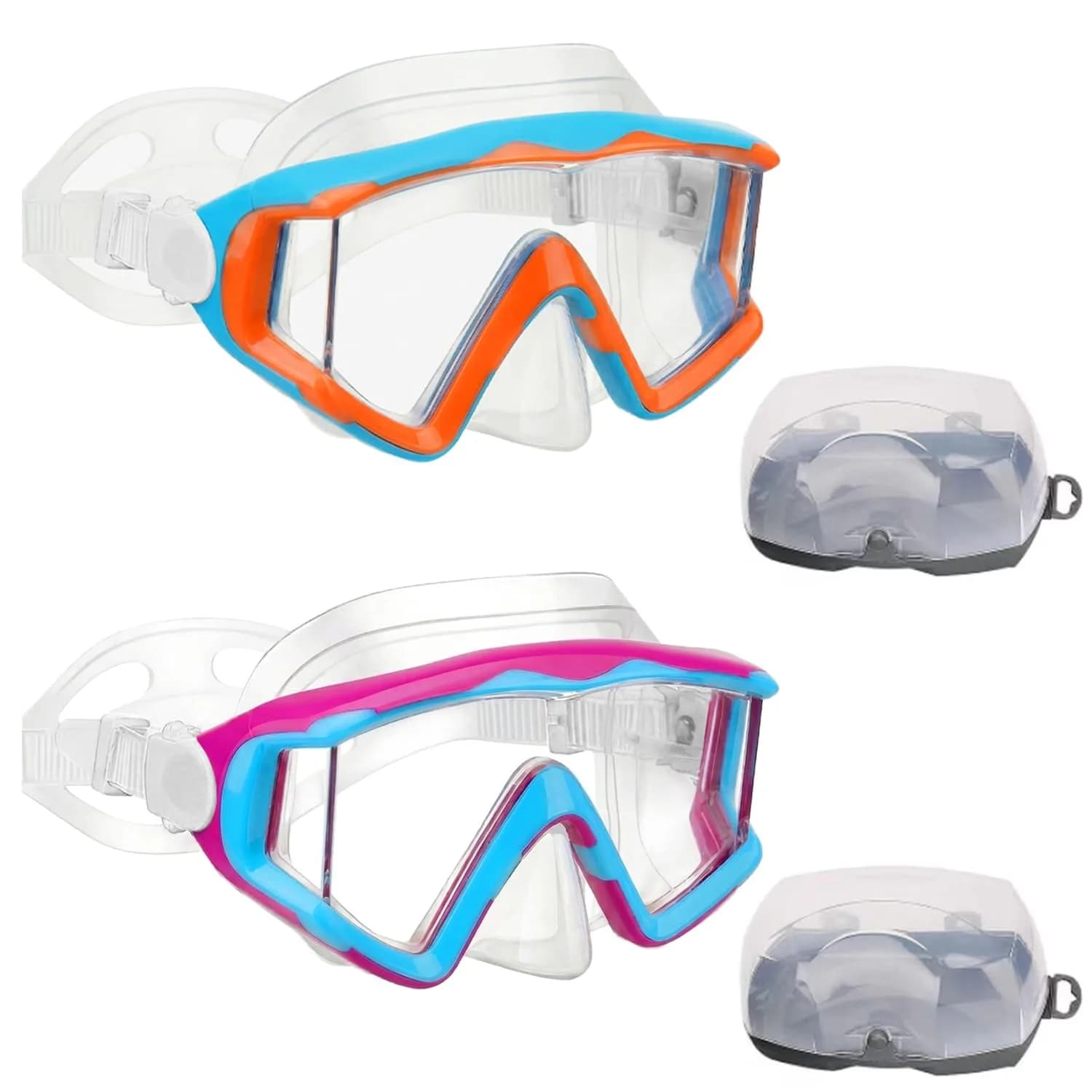 AQUA A DIVE SPORTS Kids Dive Mask with Single Lens & Adjustable Strap | Blue Orange/Purple Blue - main product image