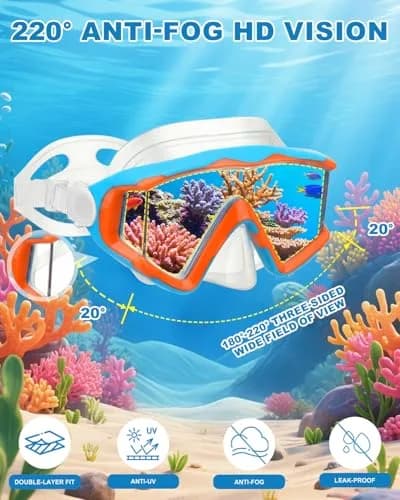 AQUA A DIVE SPORTS Kids Dive Mask with Single Lens & Adjustable Strap | Blue Orange/Purple Blue thumbnail 5