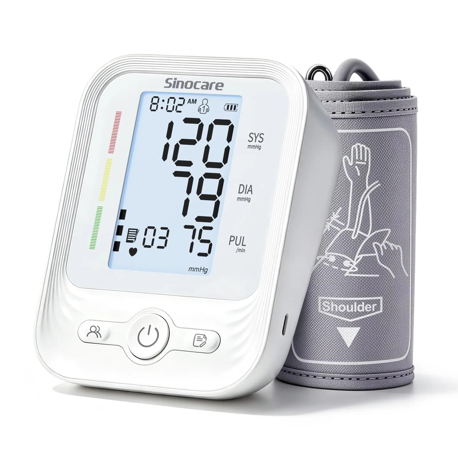 Sinocare ARM-30V Automatic Arm BP Monitor (8.6-16.5 inch Cuff) | FDA Cleared with Backlit LCD & Dual Power - main product image
