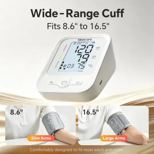 Sinocare ARM-30V Automatic Arm BP Monitor (8.6-16.5 inch Cuff) | FDA Cleared with Backlit LCD & Dual Power thumbnail 4