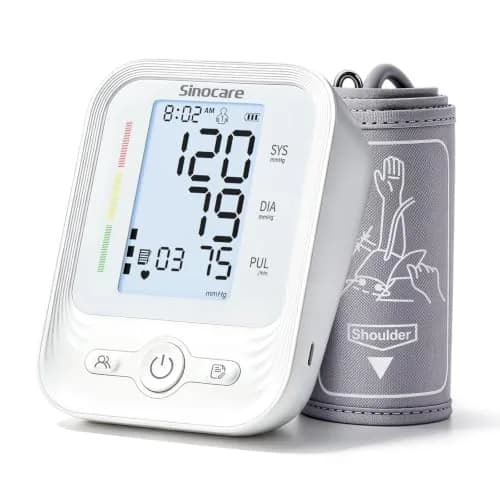 Sinocare ARM-30V Automatic Arm BP Monitor (8.6-16.5 inch Cuff) | FDA Cleared with Backlit LCD & Dual Power thumbnail 1